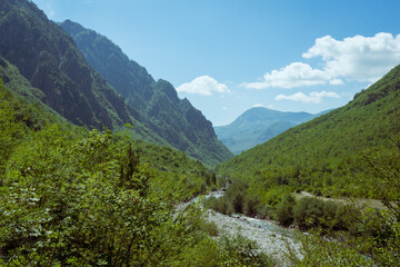 Fototapeta na wymiar Riverbed in the mountains of Albania