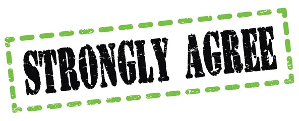 STRONGLY AGREE text written on green-black stamp sign.