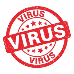 VIRUS text written on red stamp sign.