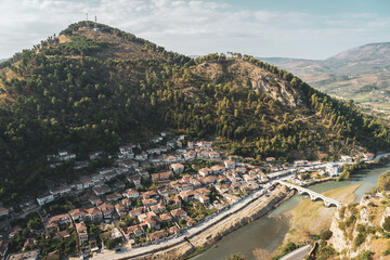 Aerial view of small town in Albania