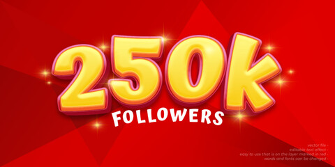 Fototapeta premium 250k followers celebration social media banner on red background
