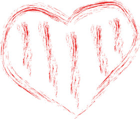 Hand drawn heart. Handdrawn rough marker doodle hearts isolated on white background. Vector illustration. Love valentines day concept graphic design.