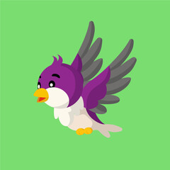 Cute purple flying bird 