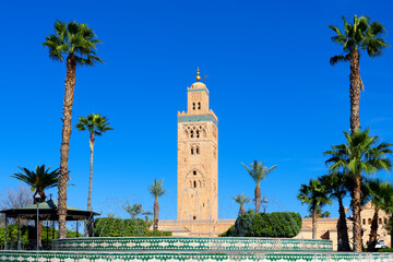 fountaine in front of the Koutoubia mosque in Marrakech