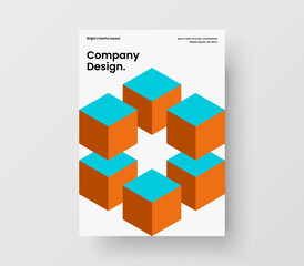 Colorful geometric shapes company cover template. Unique handbill A4 vector design concept.