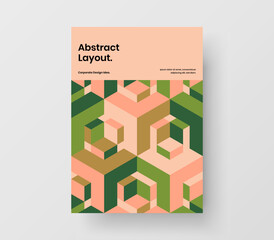 Modern poster vector design layout. Abstract mosaic hexagons leaflet concept.