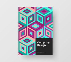 Amazing mosaic pattern journal cover concept. Unique corporate brochure A4 design vector template.