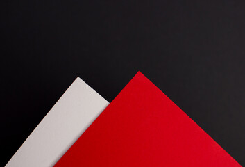 Geometric abstract red, white and black background