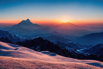 Obraz premium Illustrative Visual of Sunrise over the mountains. Genarative AI
