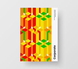 Unique mosaic shapes journal cover template. Amazing presentation design vector concept.