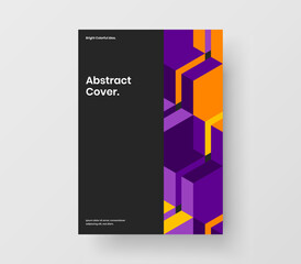 Bright mosaic hexagons leaflet concept. Vivid company brochure A4 vector design illustration.