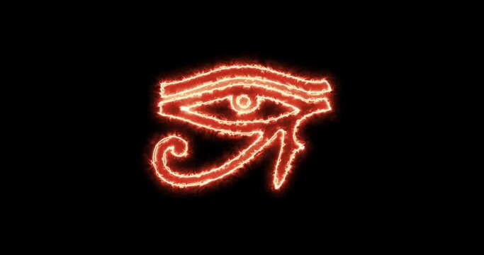 Eye of Horus or Wedjat burning, ancient egyptian symbol. Loop