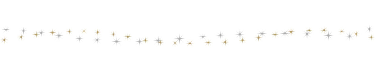 illustrazione con onda di stelle oro e argento su sfondo trasparente