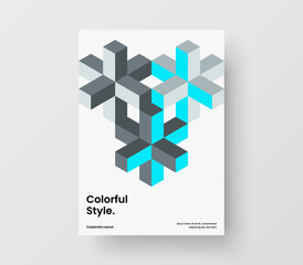 Fototapeta premium Colorful mosaic tiles postcard layout. Modern book cover A4 vector design concept.