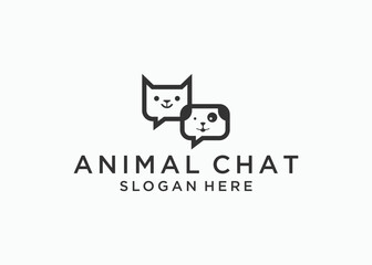 chat pet logo design vector illustration template