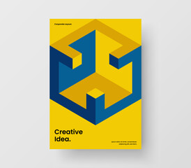 Amazing poster A4 vector design template. Multicolored geometric tiles magazine cover concept.