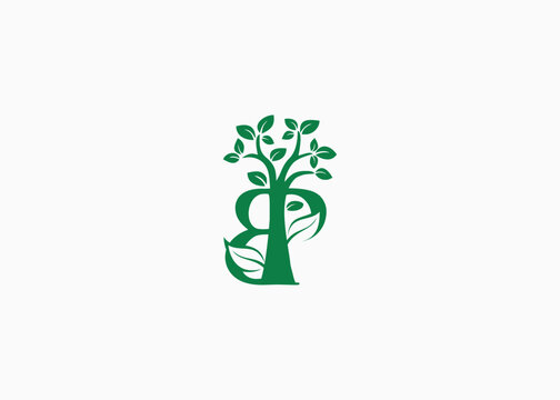 letter bp with tree logo design vector illustration template