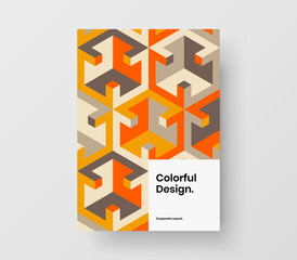 Bright postcard design vector illustration. Minimalistic mosaic pattern cover layout.