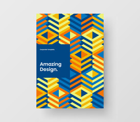 Creative book cover A4 design vector illustration. Trendy geometric hexagons company brochure concept.