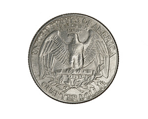 United States quarter coin with eagle symbol