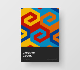 Trendy geometric shapes handbill template. Unique cover A4 design vector illustration.