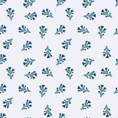 Hand drawn herbal seamless pattern. Freehand organic background. Decorative forest flower endless wallpaper.