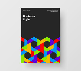 Minimalistic leaflet A4 vector design template. Multicolored mosaic pattern book cover concept.