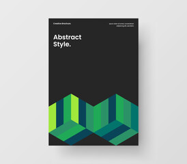 Bright geometric shapes leaflet layout. Clean book cover A4 design vector concept.