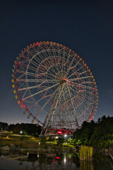 Night view of Kasai Seaside Park, Ferris wheel of the moonlight, Tokyo, Japan 