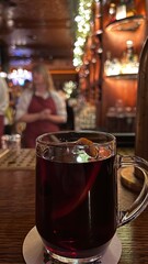 A cup of mulled wine at a London pub