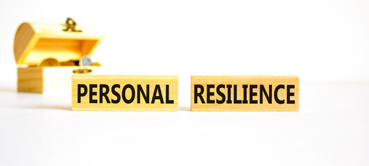 Personal resilience symbol. Concept word Personal resilience on wooden blocks. Beautiful white...
