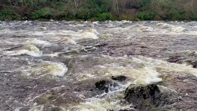 River Dee last flowing due to high water level during the winter
