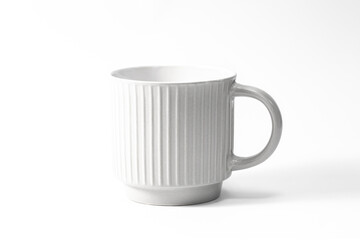 Texture white cup on a white background isolated.
