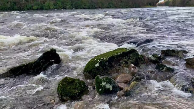 River Dee last flowing due to high water level during the winter