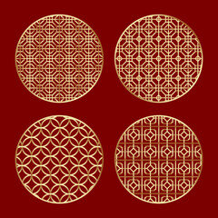 Set of Traditional Chinese decorative ornament. Oriental pattern symbol.