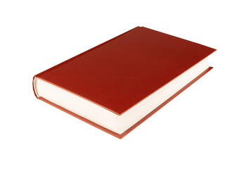 Red hardcover book on a white background