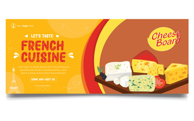 Chesse board french cuisine banner template design