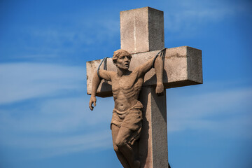 Calvary in Nitra city with Zobor hill, Slovak republic. Religious place. Cultural heritage.