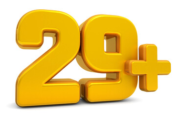 Obraz premium 29 million Plus Views. 29 plus 3d isolated on white background. 29 million Plus followers. 3d rendering 