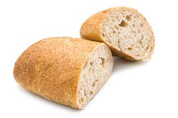 Ciabatta (Italian bread) isolated on a white background.