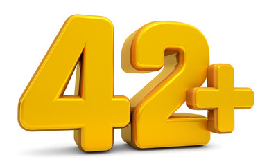 Obraz premium 42 million Plus Views. 42 plus 3d isolated on white background. 42 million Plus followers. 3d rendering 