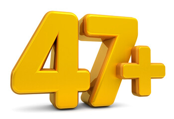 Obraz premium 47 million Plus Views. 47 plus 3d isolated on white background. 47 million Plus followers. 3d rendering 