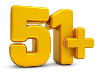 Obraz premium 51 million Plus Views. 51 plus 3d isolated on white background. 51 million Plus followers. 3d rendering 