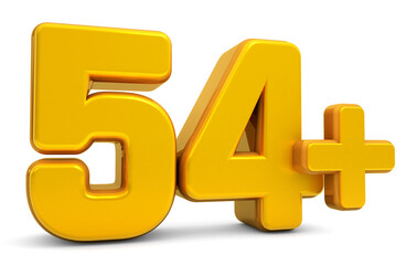 Obraz premium 54 million Plus Views. 54 plus 3d isolated on white background. 54 million Plus followers. 3d rendering 