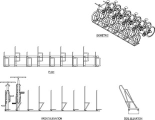 Obraz premium black and white bicycle rack illustration vector sketch