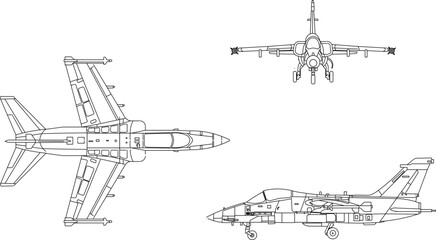 silhouette sketch vector illustration of black and white passenger airplane