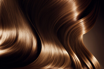 Beautiful shiny caramel brown hair texture closeup. Generative AI - obrazy, fototapety, plakaty