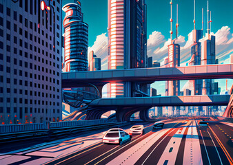 Fantasy futuristic city, ai illustration