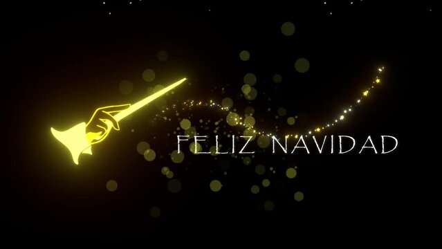 Varita m&aacute;gica y mensaje dorado de Feliz Navidad en espa&ntilde;ol