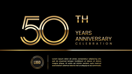 50th anniversary celebration template design with double line concept. Logo Vector Template Illustration - obrazy, fototapety, plakaty